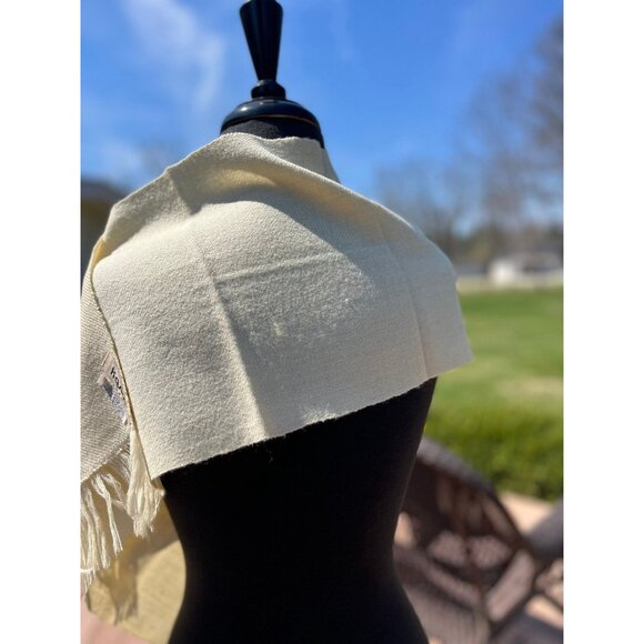 Vtg 1970’s Les Tissages Kasimir Scarf Beige 100% Laine/Wool Hand Written Label - Picture 9 of 9